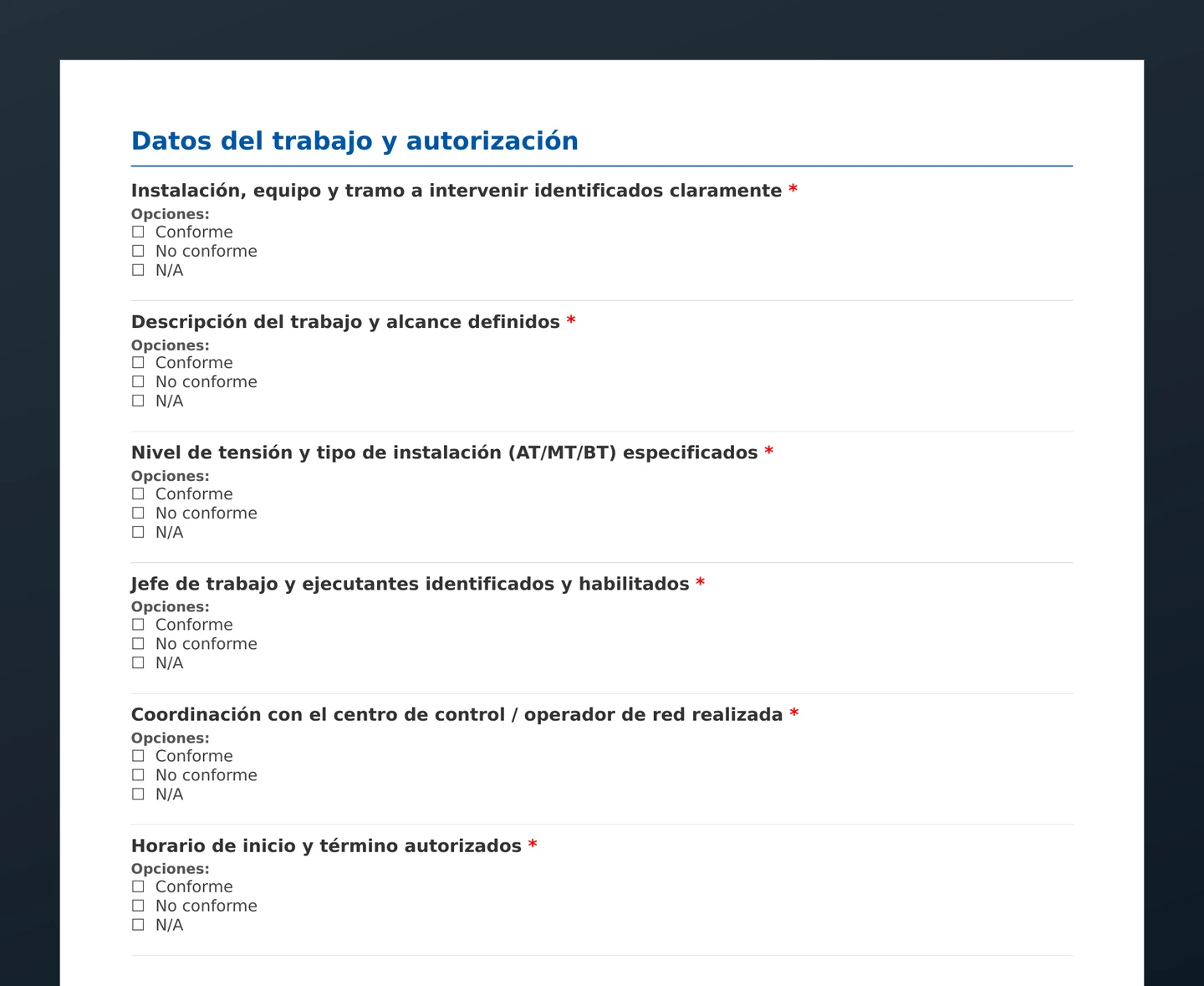 Checklist de permiso de trabajo eléctrico · vista previa del PDF gratuito descargable