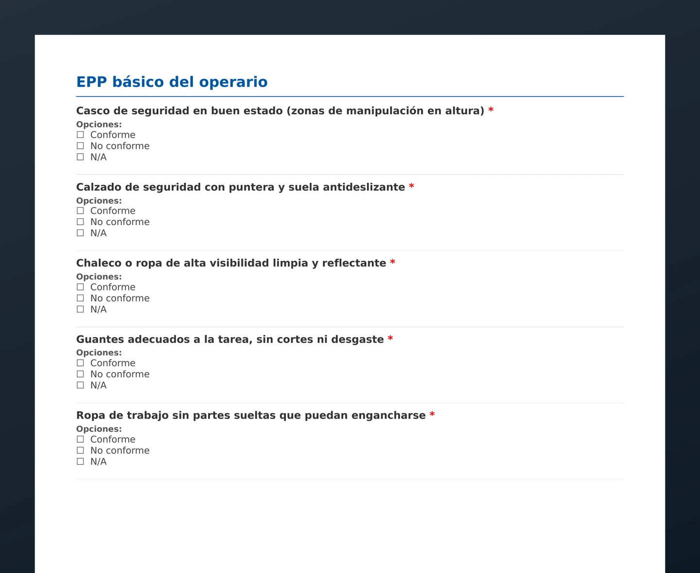 Checklist de verificación de EPP · vista previa del PDF gratuito descargable